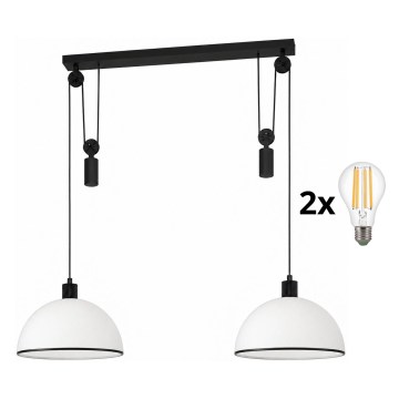 BRILAGI - LED luster na sajli RETRO GLASS 2xE27/40W/230V crna/bijela