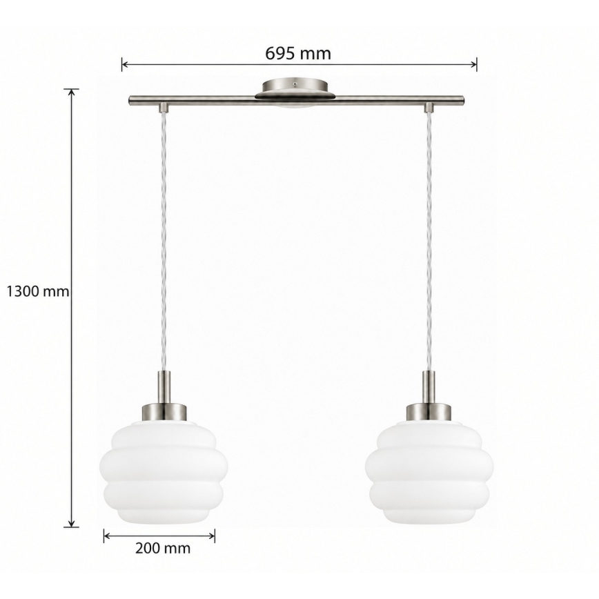 BRILAGI - LED luster na sajli RETRO GLASS 2xE27/60W/230V matni krom/bijela