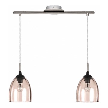 BRILAGI - LED luster na sajli RETRO GLASS 2xE27/60W/230V matni krom/dimno bež
