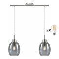 BRILAGI - LED luster na sajli RETRO GLASS 2xE27/60W/230V matni krom/dimno-siva