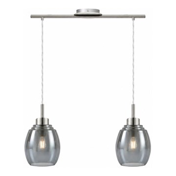 BRILAGI - LED luster na sajli RETRO GLASS 2xE27/60W/230V matni krom/dimno-siva