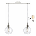 BRILAGI - LED luster na sajli RETRO GLASS 2xE27/60W/230V matni krom/prozirno