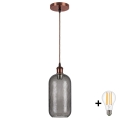 Brilagi - LED luster na sajli RETRO STAKLO 1xE27/60W/230V Ø 14 cm bakrena/dimno-siva