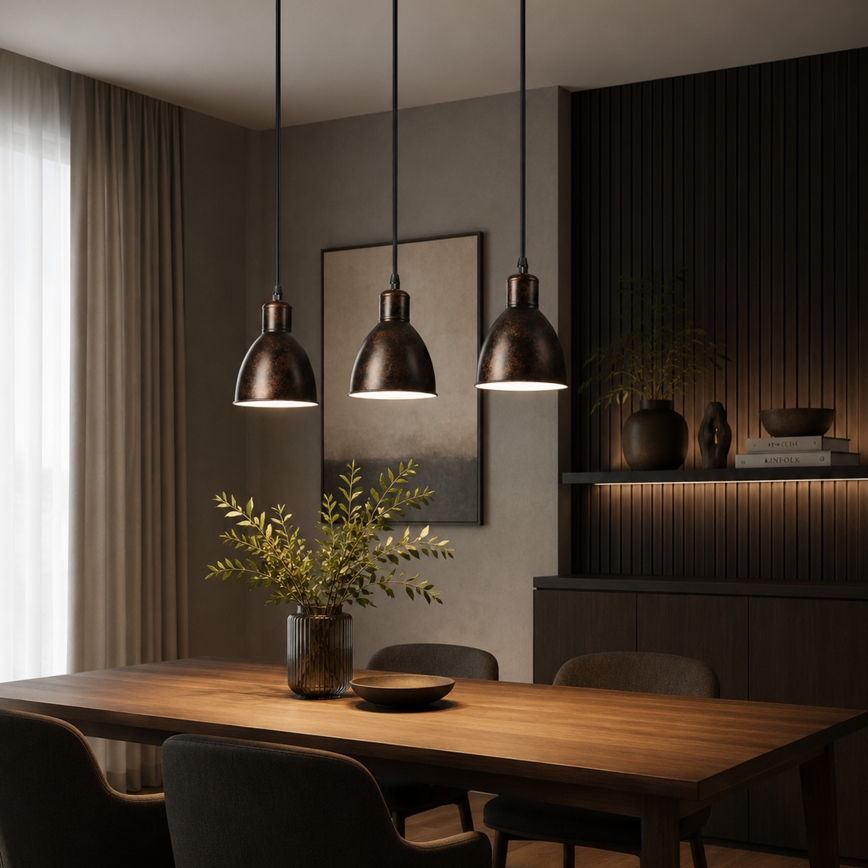 Brilagi - LED luster na sajli RIDDY 3xE27/60W/230V bakrena/patina