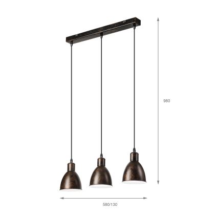 Brilagi - LED luster na sajli RIDDY 3xE27/60W/230V bakrena/patina