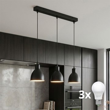 Brilagi - LED luster na sajli RIDDY 3xE27/60W/230V crna