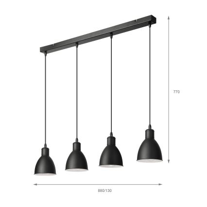 Brilagi - LED luster na sajli RIDDY 4xE27/60W/230V crna
