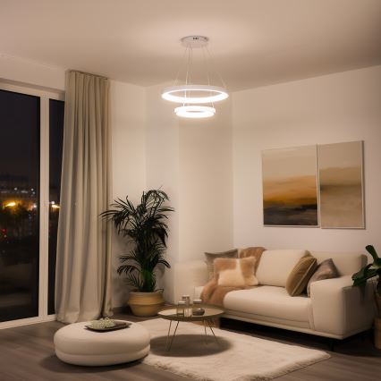 Brilagi - LED luster s mogućnošću prigušivanja na sajli FALCON SLIM LED/68W/230V 3000-6500K Ø 50 cm bijela + daljinski upravljač