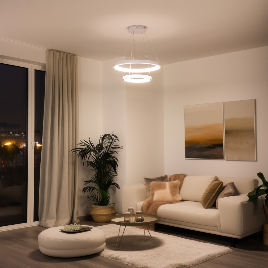 Brilagi - LED luster s mogućnošću prigušivanja na sajli FALCON SLIM LED/68W/230V 3000-6500K Ø 50 cm bijela + daljinski upravljač