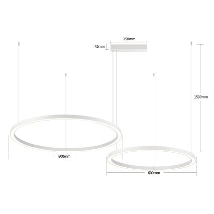 Brilagi - LED prigušivi luster na sajli PORTOFINO LED/98W/230V 3000-6000K bijela + daljinski upravljač