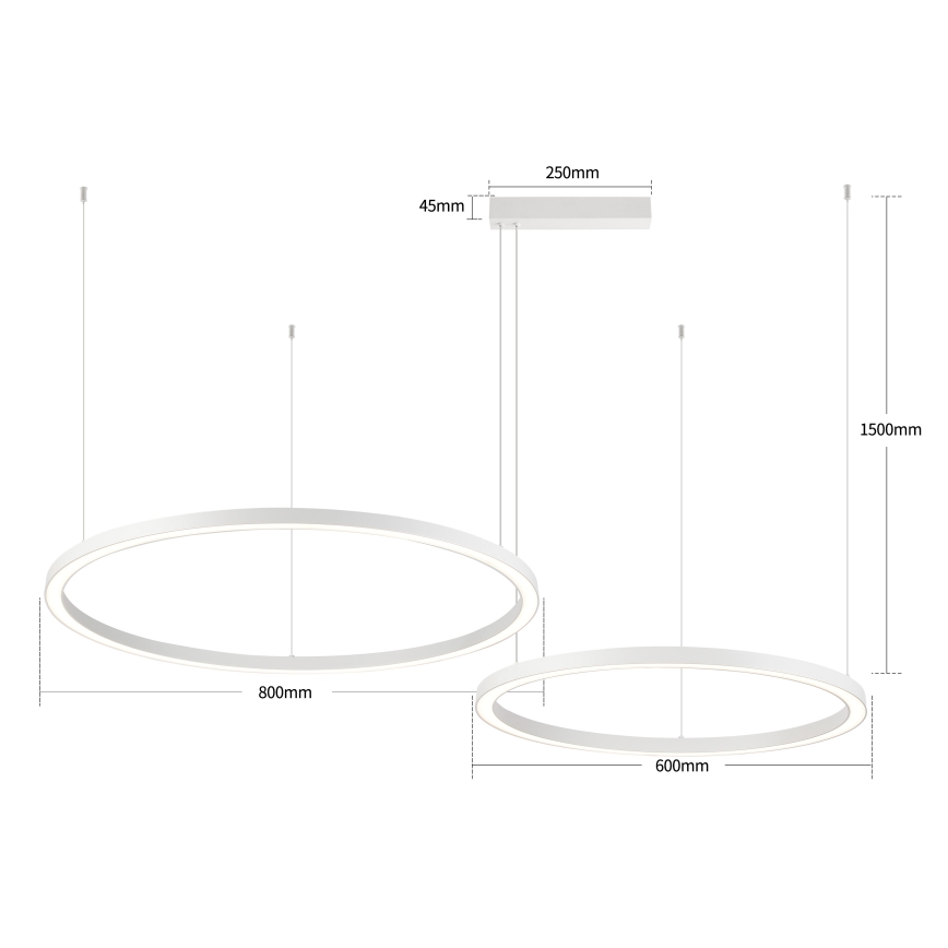 Brilagi - LED prigušivi luster na sajli PORTOFINO LED/98W/230V 3000-6000K bijela + daljinski upravljač