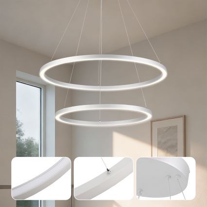 Brilagi - Srebrni LED luster na sajli PORTOFINO, s mogućnošću prigušivanja, LED/98W/230V 3000-6000K Ø 80 cm + daljinski upravljač