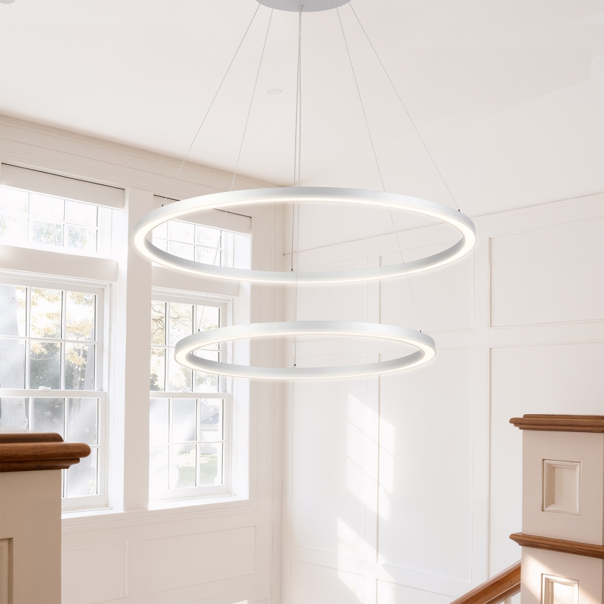 Brilagi - Srebrni LED luster na sajli PORTOFINO, s mogućnošću prigušivanja, LED/98W/230V 3000-6000K Ø 80 cm + daljinski upravljač