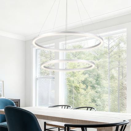 Brilagi - Srebrni LED luster na sajli PORTOFINO, s mogućnošću prigušivanja, LED/98W/230V 3000-6000K Ø 80 cm + daljinski upravljač