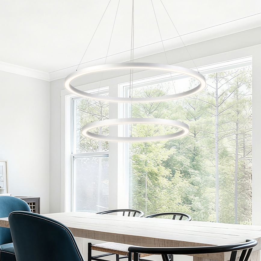 Brilagi - Srebrni LED luster na sajli PORTOFINO, s mogućnošću prigušivanja, LED/98W/230V 3000-6000K Ø 80 cm + daljinski upravljač