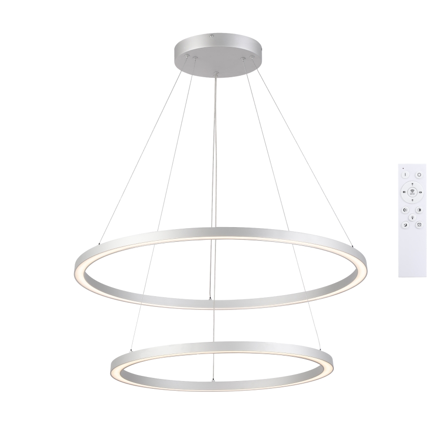 Brilagi - Srebrni LED luster na sajli PORTOFINO, s mogućnošću prigušivanja, LED/98W/230V 3000-6000K Ø 80 cm + daljinski upravljač