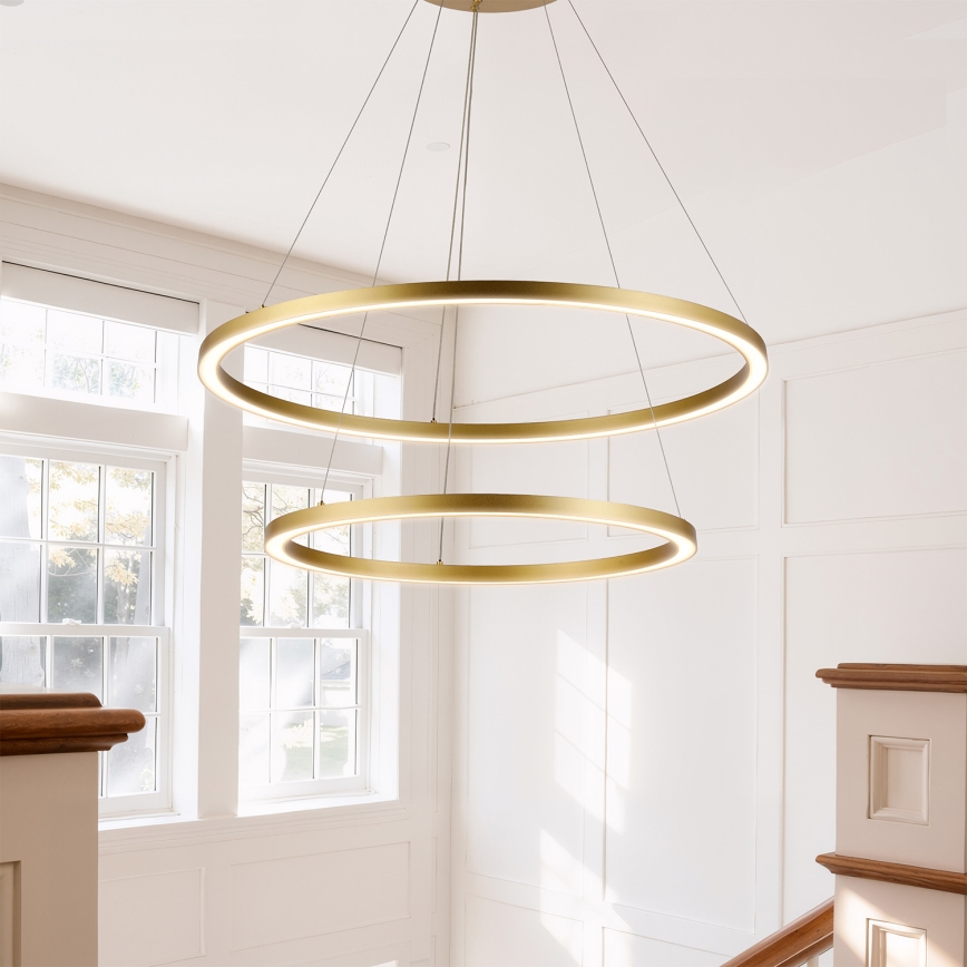 Brilagi - LED luster s mogućnošću prigušivanja na sajli PORTOFINO LED/98W/230V 3000-6000K Ø 80 cm zlatna + daljinski upravljač