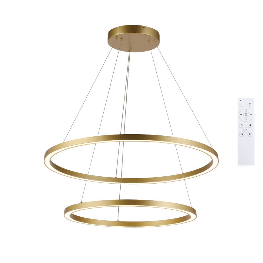 Brilagi - LED luster s mogućnošću prigušivanja na sajli PORTOFINO LED/98W/230V 3000-6000K Ø 80 cm zlatna + daljinski upravljač