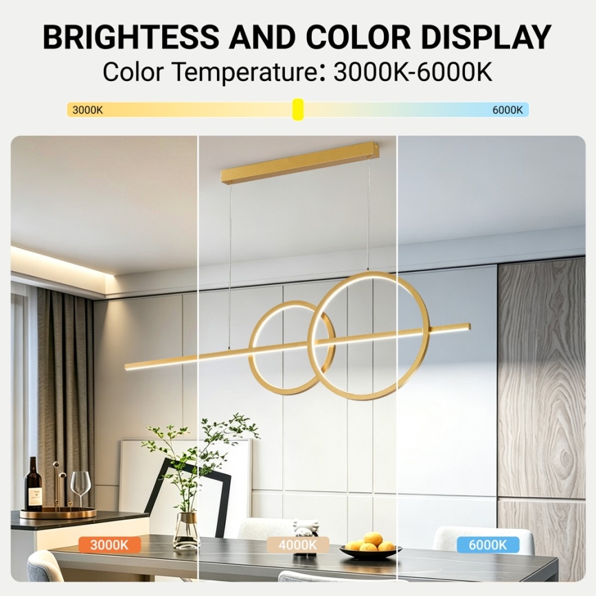 BRILAGI - LED luster na sajli s mogućnošću prigušivanja SIGNATURE LED/53W/230V 3000-6000K 120 cm zlatna + daljinski upravljač
