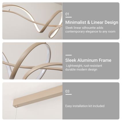 Brilagi - LED prigušivi viseći luster na sajli SIGNATURE LED/55W/230V 3000-6000K 120x23 cm bež + daljinsko upravljanje