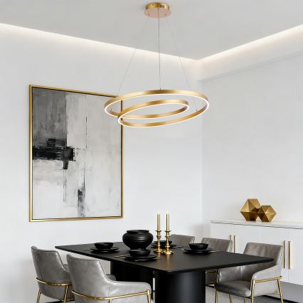 Brilagi - LED luster na sajli s prigušivanjem TWISTER LED/75W/230V 3000-6000K Ø 70 cm zlatna + daljinski upravljač