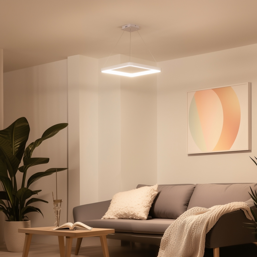 Brilagi - LED viseći luster na kabelu FALCON SLIM, s mogućnošću prigušivanja, LED/50W/230V 3000-6500K 50x50 cm bijela + s daljinskim upravljačem