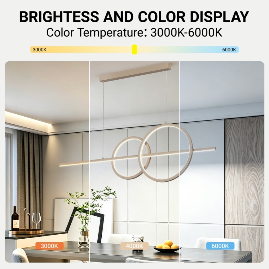 BRILAGI - LED luster na sajli s mogućnošću prigušivanja SIGNATURE LED/53W/230V 3000-6000K 120 cm bež+ daljinski upravljač