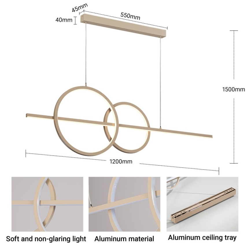 BRILAGI - LED luster na sajli s mogućnošću prigušivanja SIGNATURE LED/53W/230V 3000-6000K 120 cm bež+ daljinski upravljač