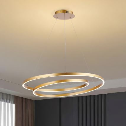 Brilagi - LED luster s mogućnošću prigušivanja na sajli TWISTER LED/105W/230V 3000-6000K Ø 100 cm zlatni + daljinski upravljač