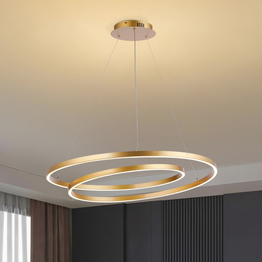 Brilagi - LED luster s mogućnošću prigušivanja na sajli TWISTER LED/105W/230V 3000-6000K Ø 100 cm zlatni + daljinski upravljač