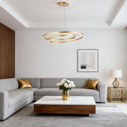 Brilagi - LED luster s mogućnošću prigušivanja na sajli TWISTER LED/105W/230V 3000-6000K Ø 100 cm zlatni + daljinski upravljač