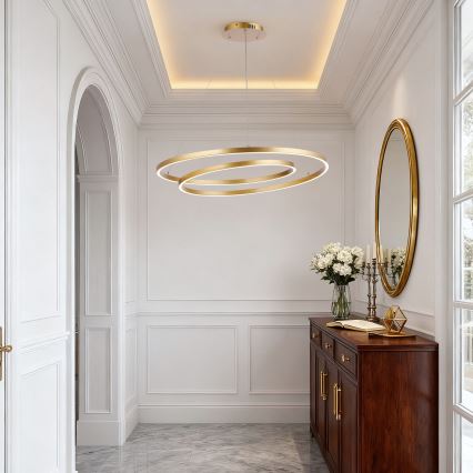 Brilagi - LED luster s mogućnošću prigušivanja na sajli TWISTER LED/105W/230V 3000-6000K Ø 100 cm zlatni + daljinski upravljač