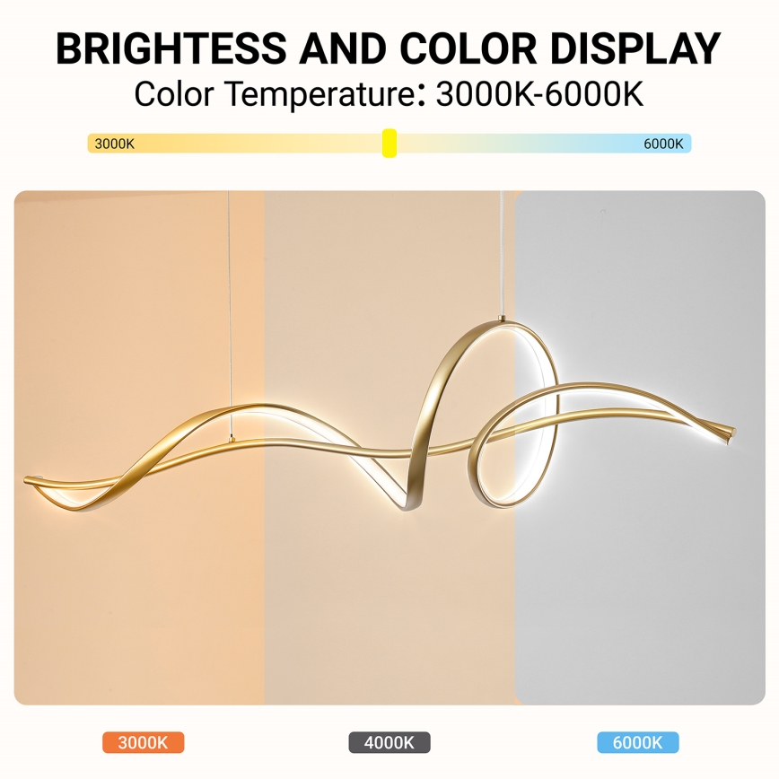 Brilagi - LED prigušivi viseći luster na sajli SIGNATURE LED/55W/230V 3000-6000K 120x23 cm zlatna + daljinski upravljač
