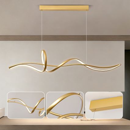 Brilagi - LED prigušivi viseći luster na sajli SIGNATURE LED/55W/230V 3000-6000K 120x23 cm zlatna + daljinski upravljač