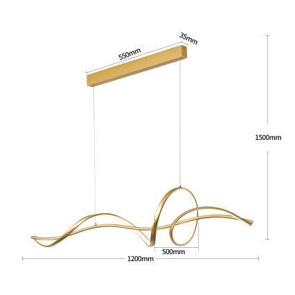 Brilagi - LED prigušivi viseći luster na sajli SIGNATURE LED/55W/230V 3000-6000K 120x23 cm zlatna + daljinski upravljač