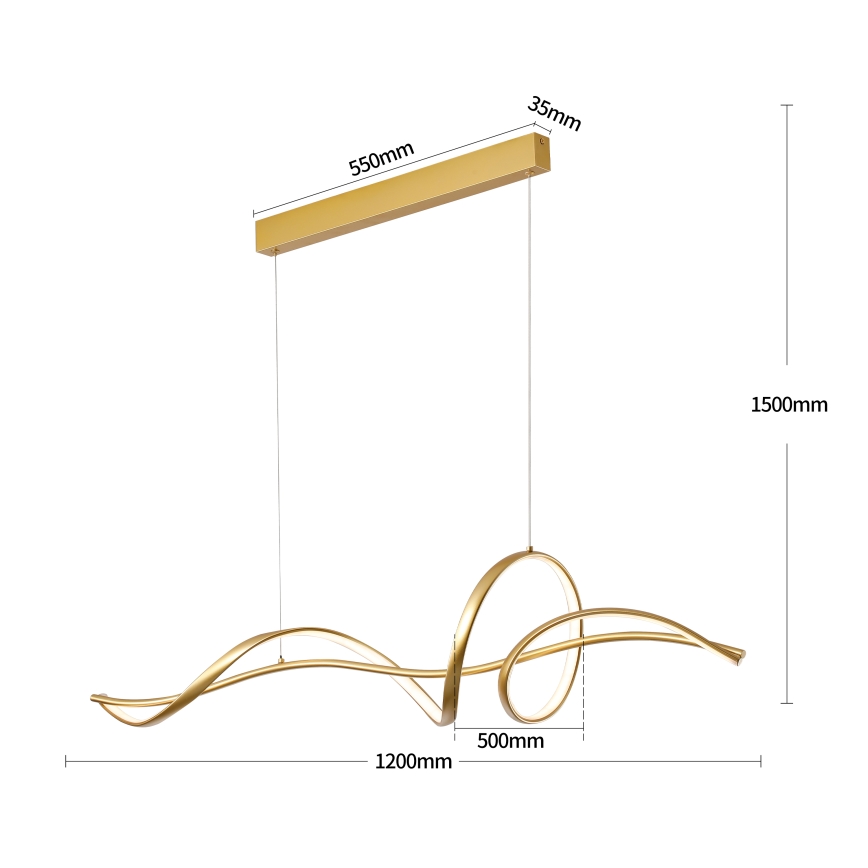Brilagi - LED prigušivi viseći luster na sajli SIGNATURE LED/55W/230V 3000-6000K 120x23 cm zlatna + daljinski upravljač