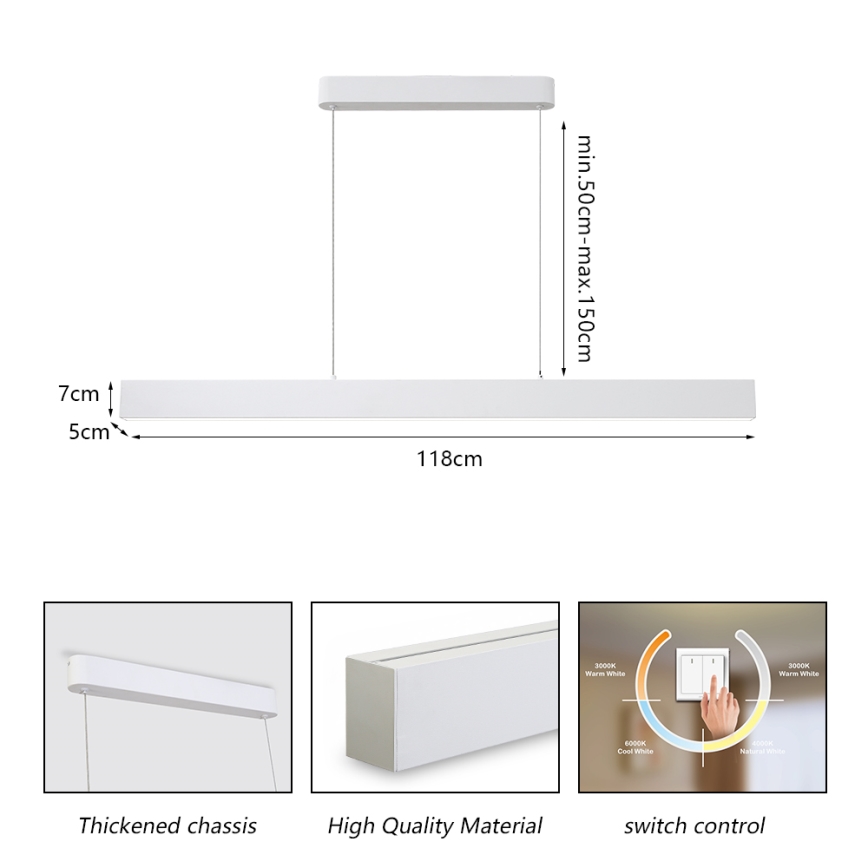 Brilagi - LED Luster na sajli SLEEKLINE LED/40W/230V 3000/4500/6000K bijela