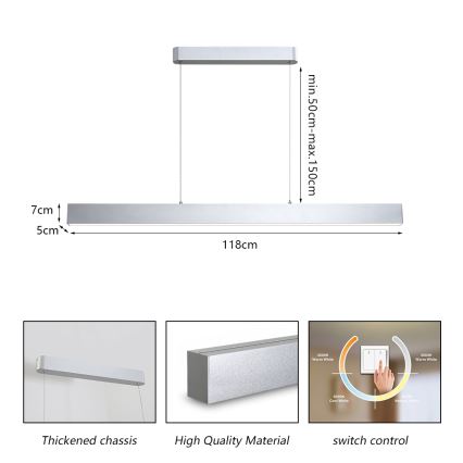 Brilagi - LED Luster na sajli SLEEKLINE LED/40W/230V 3000/4500/6000K srebrna