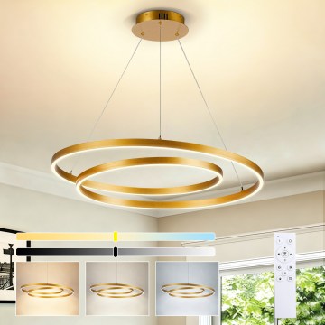 Brilagi - LED luster na sajli TWISTER s mogućnošću prigušivanja LED/75W/230V 3000-6000K Ø 70 cm zlatna + daljinski upravljač