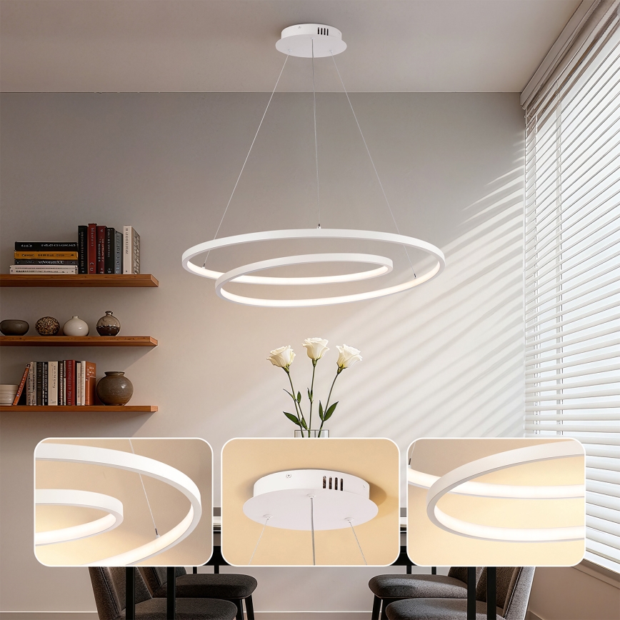 Brilagi - LED prigušivi luster na sajli TWISTER LED/105W/230V 3000-6000K Ø 100 cm bijela + daljinski upravljač