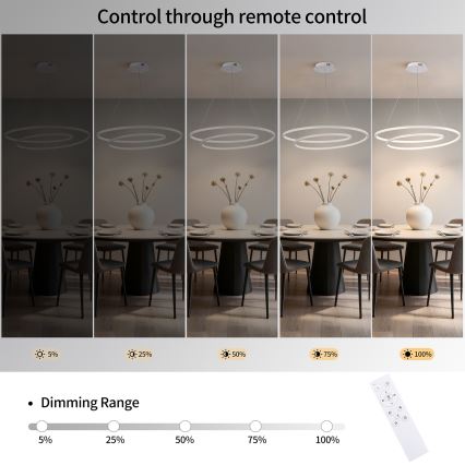 Brilagi - LED prigušivi luster na sajli TWISTER LED/105W/230V 3000-6000K Ø 100 cm bijela + daljinski upravljač