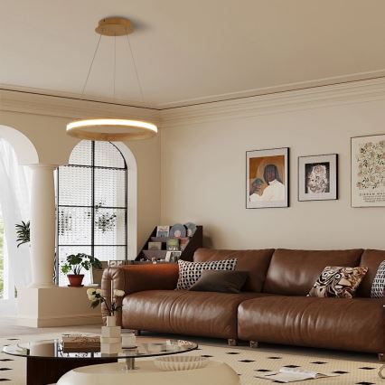 Brilagi - LED luster na sajli UMEA WOOD LED/30W/230V Ø 40 cm, drveni