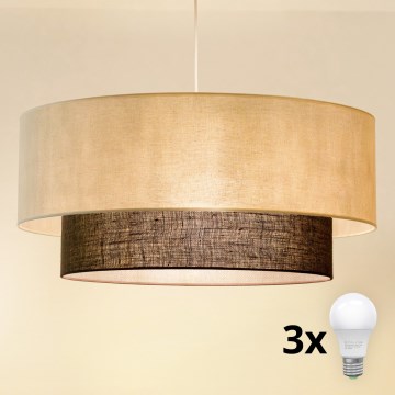 Brilagi - LED luster na užetu BOHO STIL 3xE27/15W/230V Ø 60 cm krem/smeđa