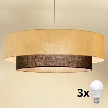 Brilagi - LED luster na užetu BOHO STYLE 3xE27/15W/230V Ø 80 cm krem/smeđa