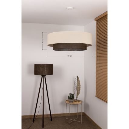 Brilagi - LED luster na užetu BOHO STYLE 3xE27/15W/230V Ø 80 cm krem/smeđa