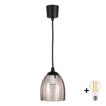 Brilagi - LED luster na užetu RETRO GLASS 1xE27/60W/230V prom. 17 cm crna/dimljeno bež