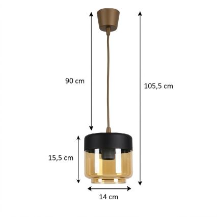 Brilagi - LED luster na sajli RETRO GLASS 1xE27/60W/230V Ø 14 cm smeđa/dimljena bež/crna
