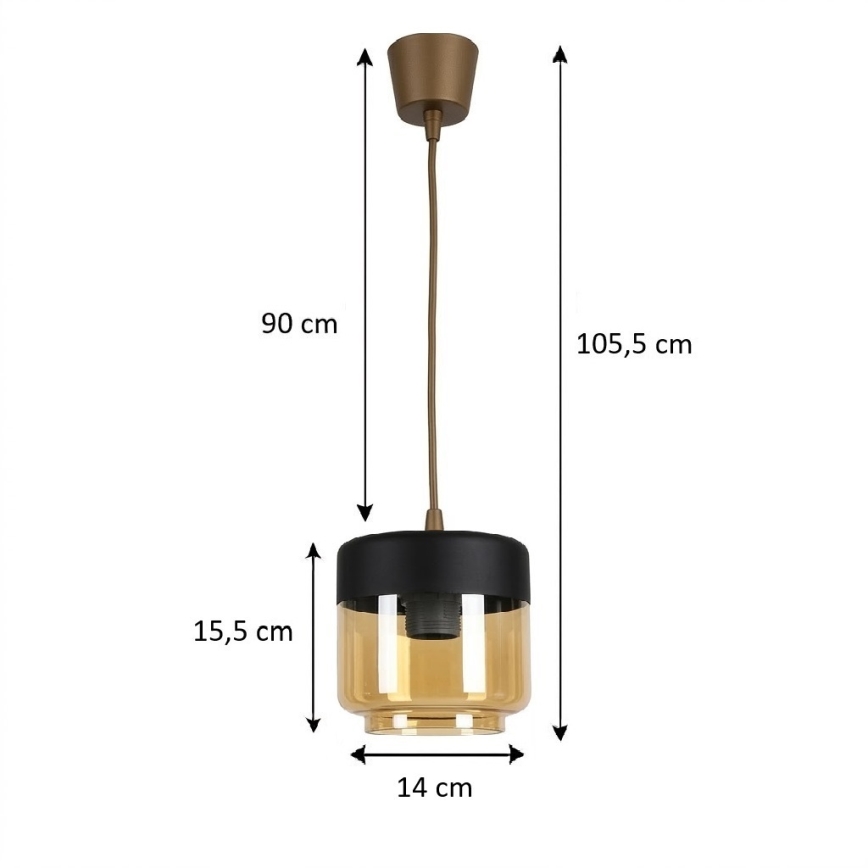 Brilagi - LED luster na sajli RETRO GLASS 1xE27/60W/230V Ø 14 cm smeđa/dimljena bež/crna
