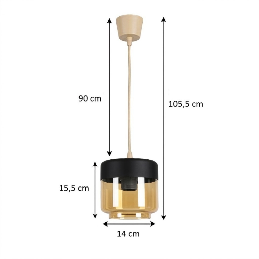 Brilagi - LED luster RETRO STAKLO 1xE27/60W/230V Ø 14 cm bež/zadimljeno bež/crna