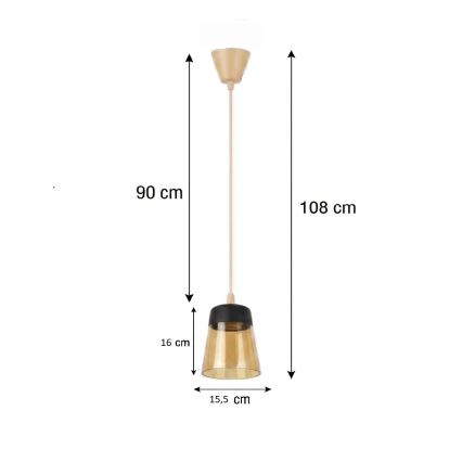 Brilagi - LED luster na sajli RETRO GLASS 1xE27/60W/230V Ø 15,5 cm bež/dimno bež/crno